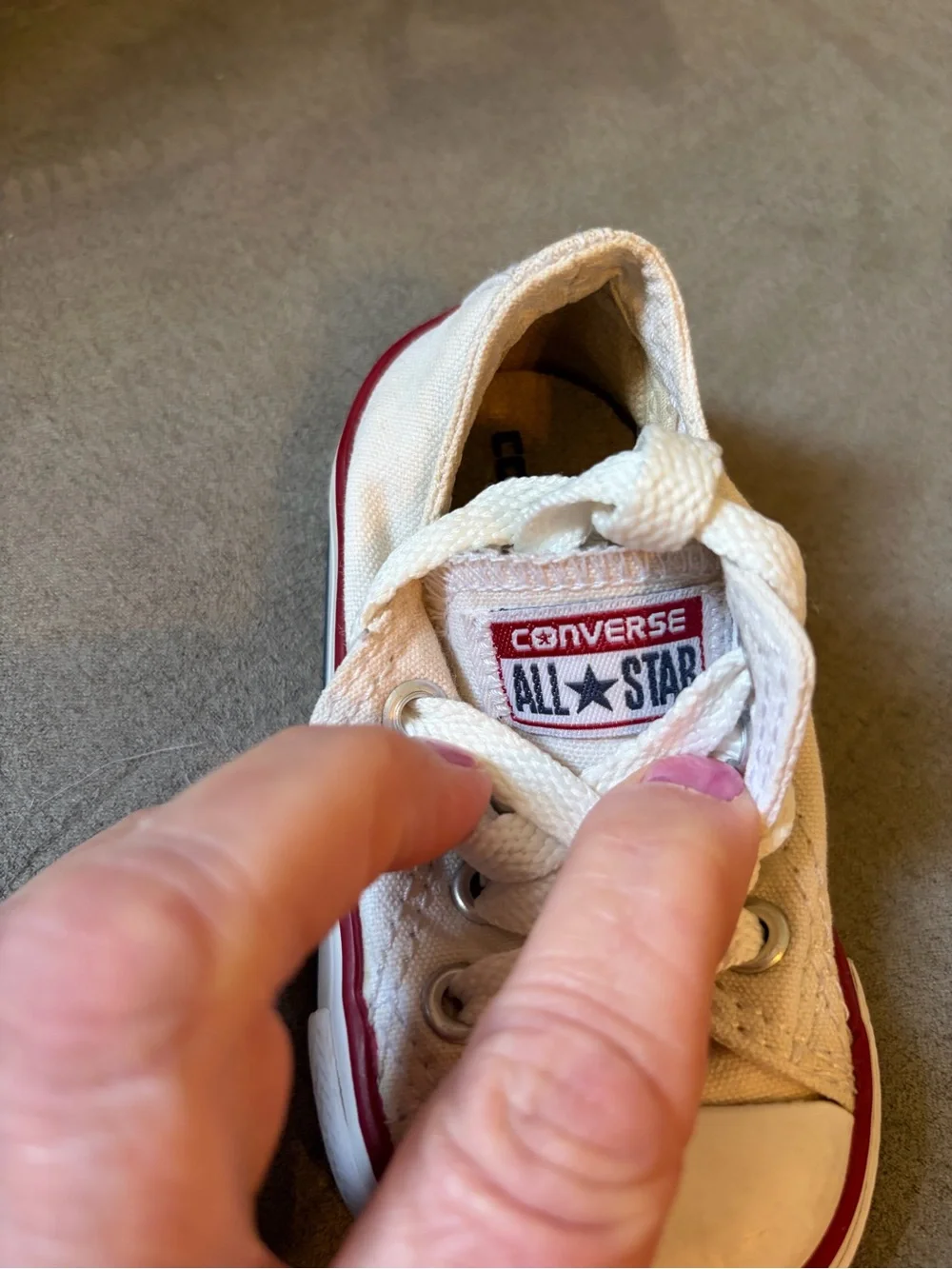 Converse Kids White Canvas Sneakers with Red Trim